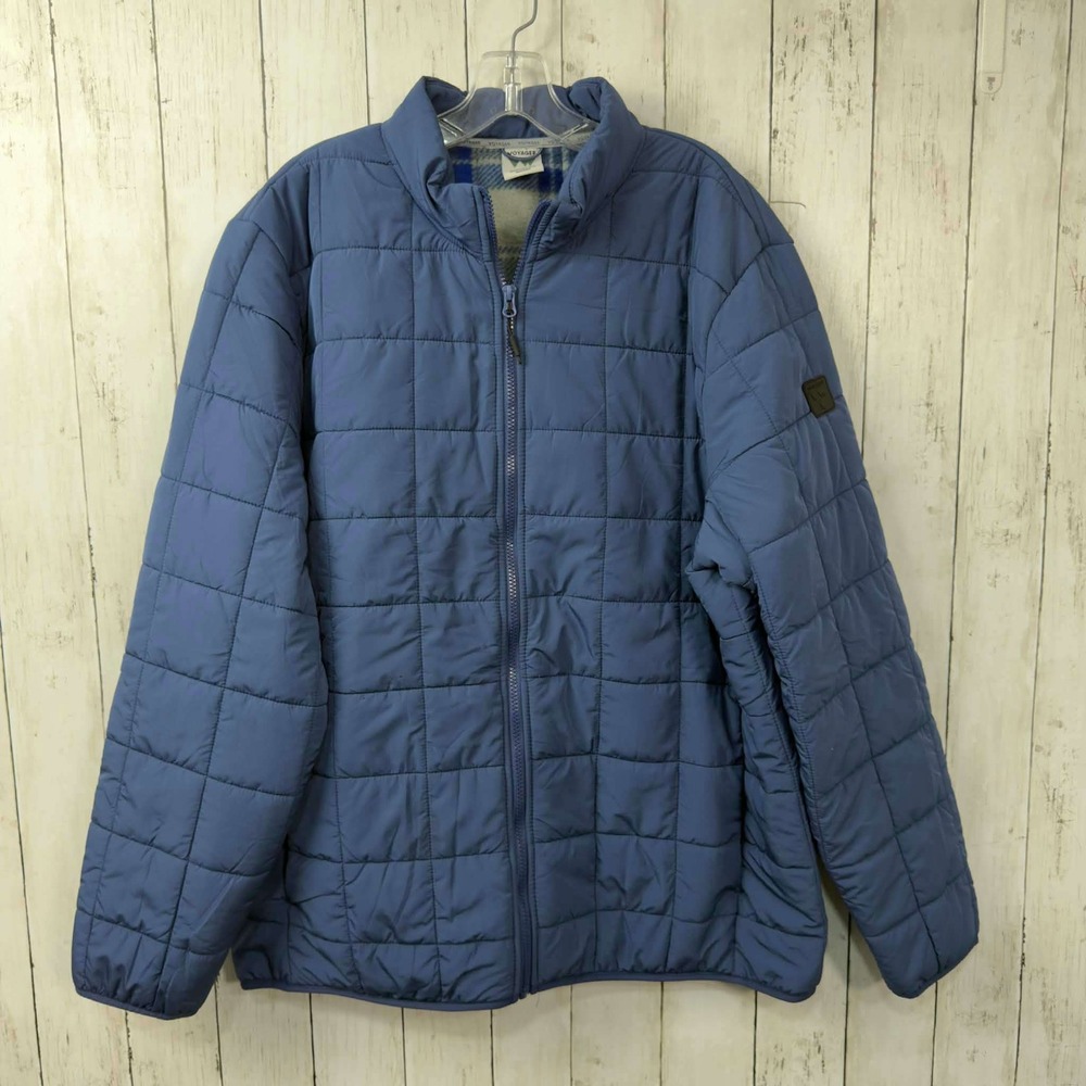 Voyager‎ Men's Blue Quilted Fleece Lined Full Zip Puffer Jacket Size XL